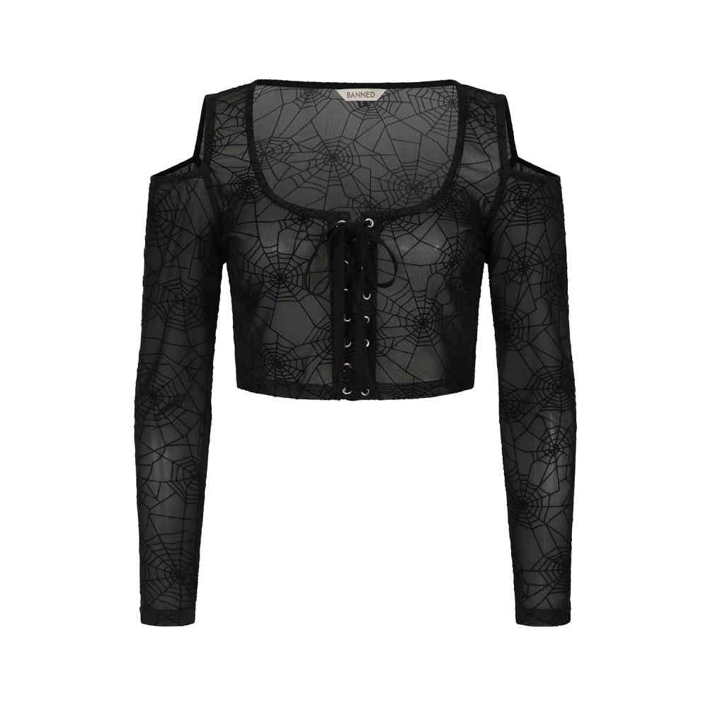 Banned - Seraphina Mesh Crop top - Schwarz